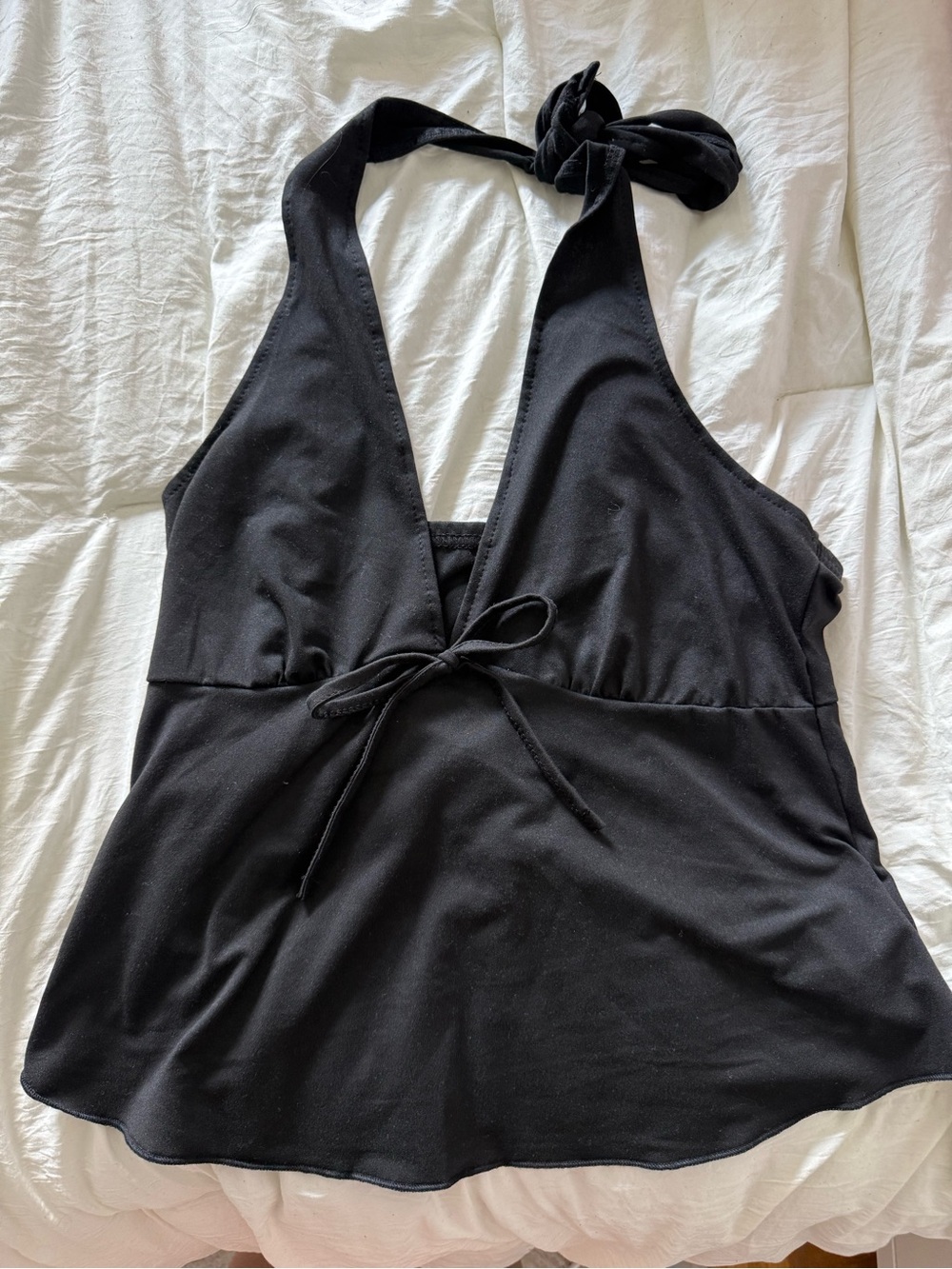 SHEIN Black Halter Tie-Front Top